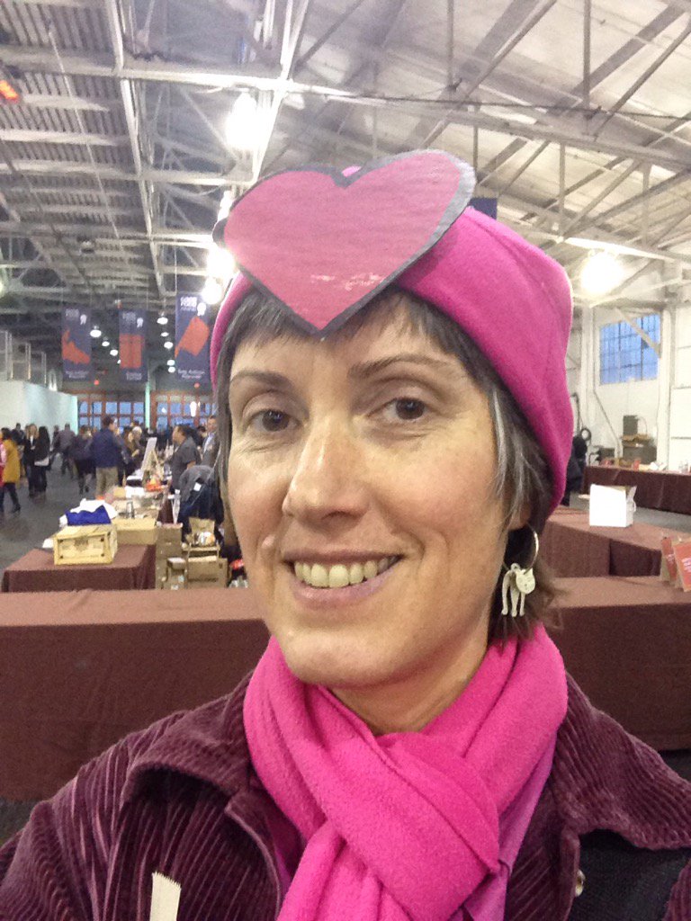 pink hat and pussy earrings at Good Foods Mercantile in support of all my friends marching today