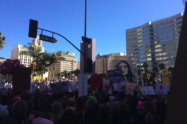 TheWrap's tweet photo. Peaceful Protest: 750,000 People Went to the L.A. Women's March - and Zero Got Arrested https://t.co/7Z6FQMez7C https://t.co/Gk6x5eq2Rg