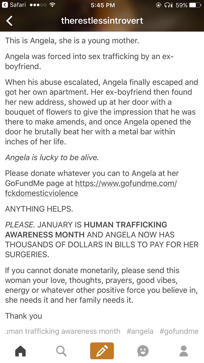 pettyblackgirI's tweet photo. TW:// domestic violence, abuse, bruises 

Angela was beat by an ex boyfriend for trying to leave the relationship &amp; left for dead. https://t.co/SsiFg8rn3Q