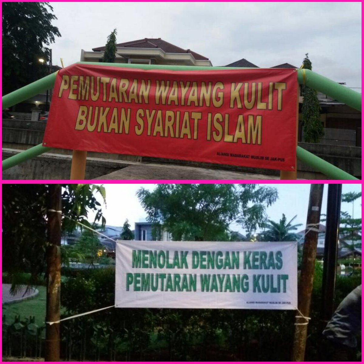 Ada spanduk begini di bbrp titik wil jakarta.Ini yg pasang ngga ngerti sejarah Islam di jawa,kalo nyebarin Islam salah satunya lwt wayang