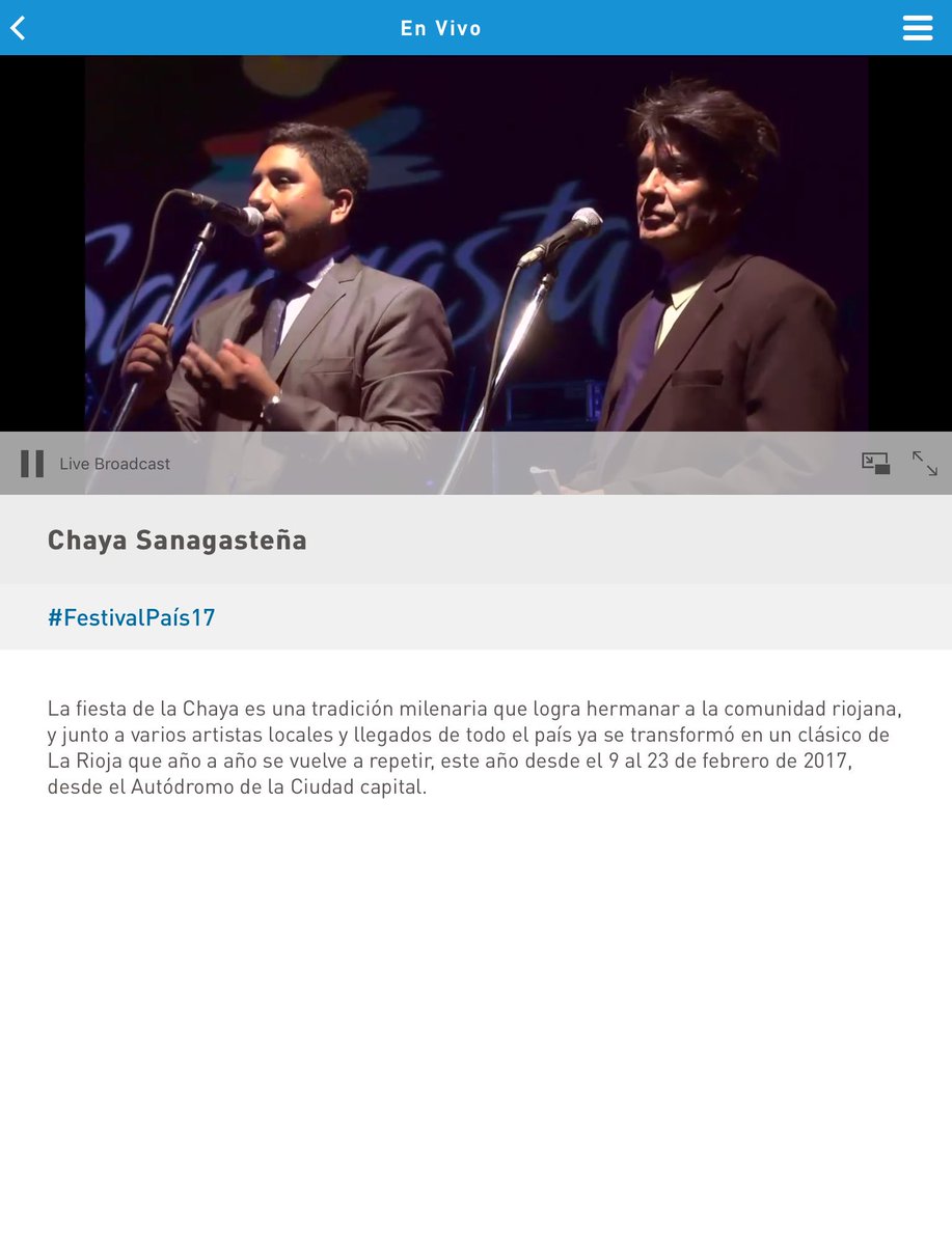 GermanLaRioja's tweet photo. Así se ve #Chayero2017 en APP de @TV_Publica desde @sanagastaciudad @apariciojose27 https://t.co/Nyz6LwVPxx