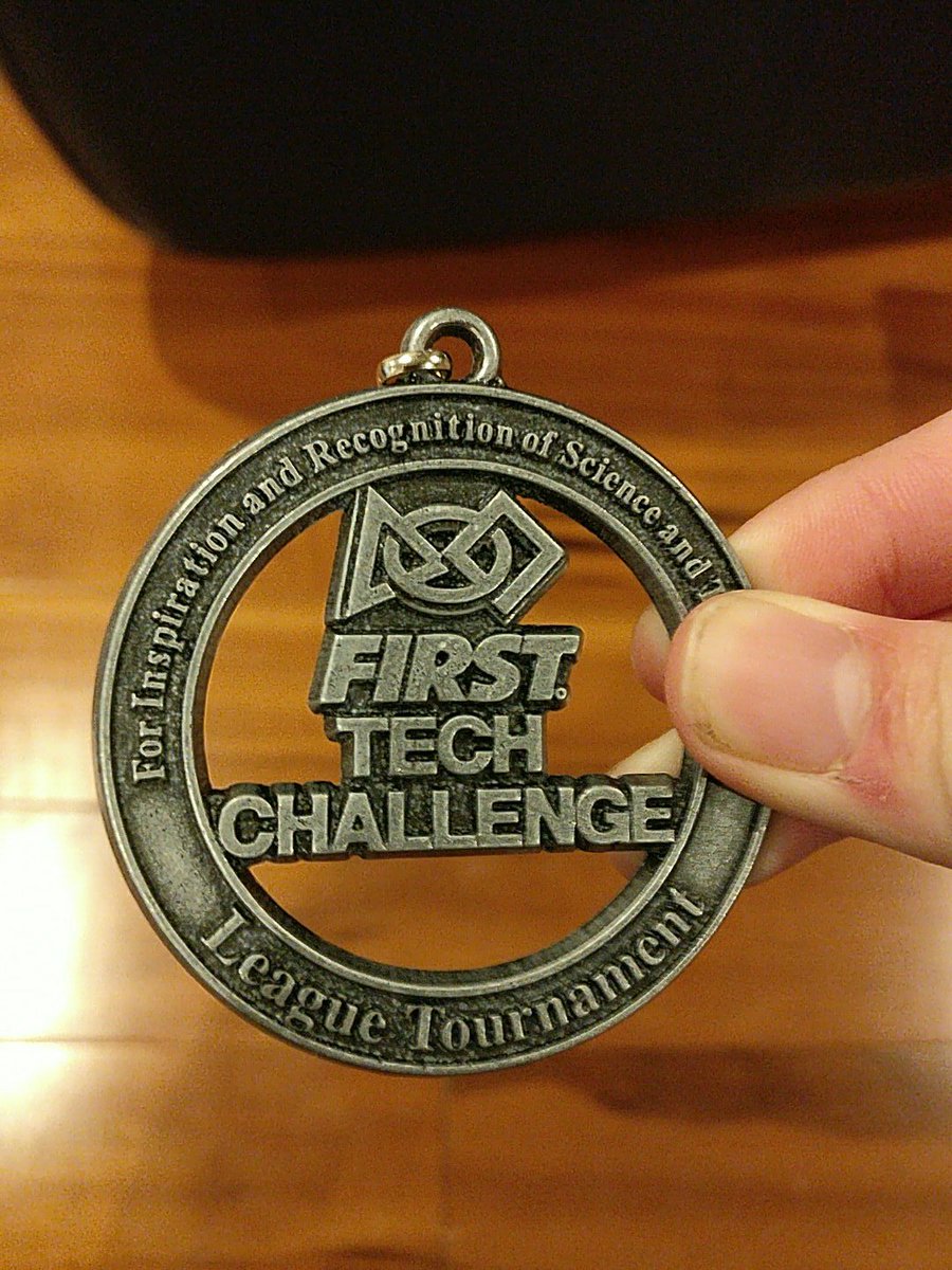 FTC8886's tweet photo. We ended up winning our championship with @FTC6210 and @ChaosMonkeyzFTC and got Inspire third place. I may have have broken the medal I got https://t.co/HKUrfBH457