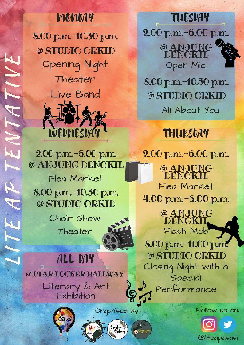 diyanamustaffa_'s tweet photo. Activities for this week! #LitApWeek 🎫 https://t.co/m0iAcS4OGs