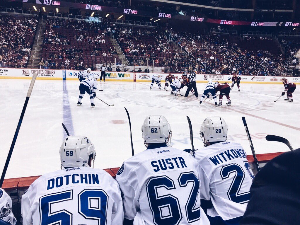 TBLightning's tweet photo. Fits right in.

Congrats to @Dotch94 on his @nhl debut tonight in Arizona! #TBLvsARI https://t.co/m0C1uujyVH