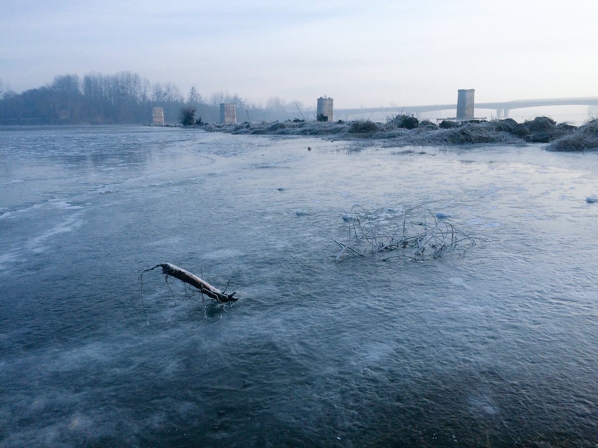 AppelleMoiVali's tweet photo. La #Loire est gelée (et moi #zossi 😬) @villepontsdece #Angers ❄️ https://t.co/TFWhJx3UEk