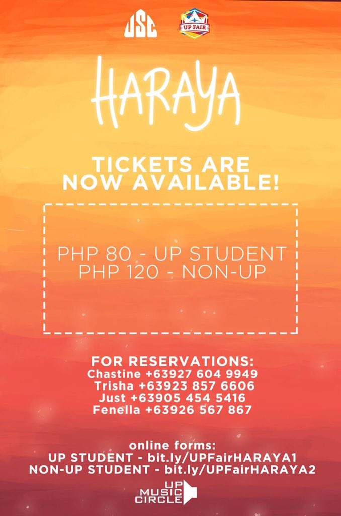 revivalph's tweet photo. UP, we're coming for you!
@UPfair_haraya on February 15, 2017 at the UP Sunken Garden. Tickets are now available. #RevivalEvents2017 https://t.co/SWnQ5FwT8T