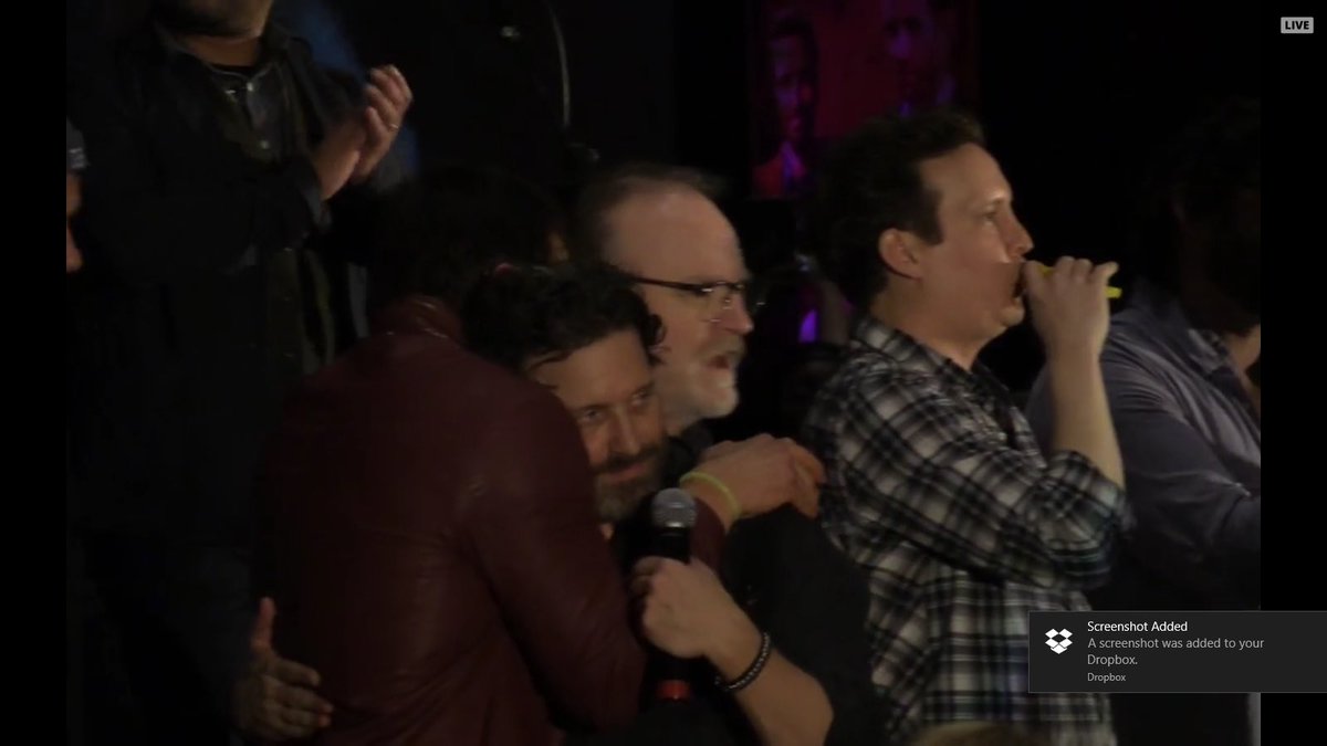 375cArrow's tweet photo. #lastsong #zakoos @MarkRPellegrino you go!! and @mishacollins & @RobBenedict #longhug β€οΈ @RandomActsOrg #SPNJAX https://t.co/uuw0VikDub