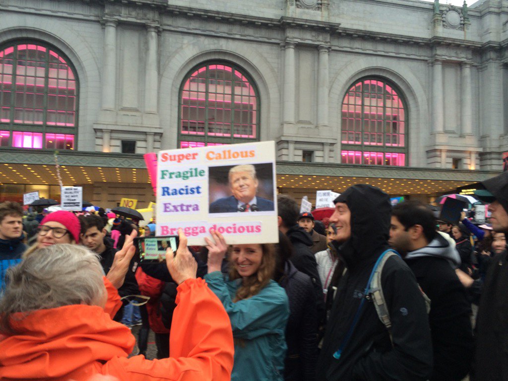 WomanVote's tweet photo. #Sfwomensmarch #HillaryClinton @HillaryClinton #boycotttrump To @RandyRainbow from #SFMarch💜🌈 https://t.co/UGiaj7KjT6