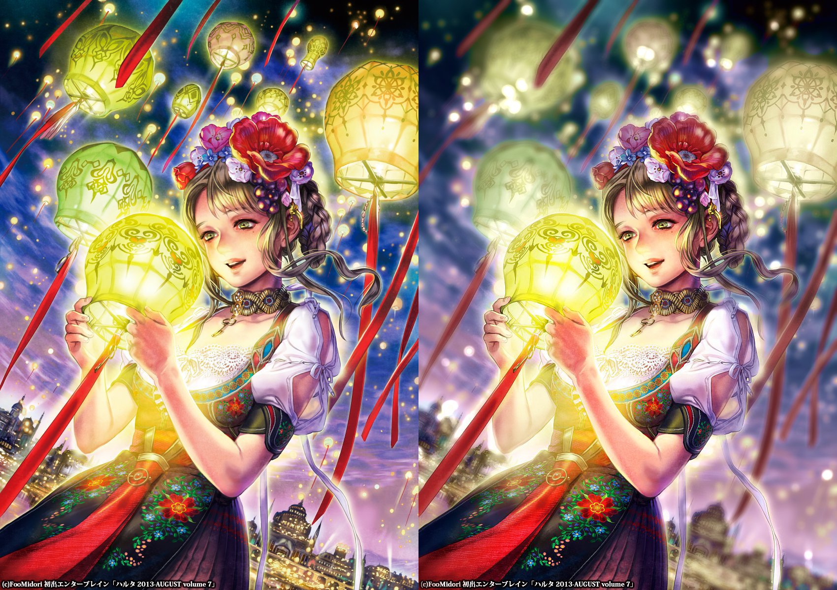 碧 風羽 Foo Midori テスト マスク処理甘い 加工3分くらい 奥の彩度も下げ 玉ボケぽいのはphotoshopのレンズぼかし 有料プラグインのこれ使ったらもっと良くなりそう T Co Wb8zdl0l1k 印刷は左 ブラウザや映像用は右 かなあと思う 色収差かけても