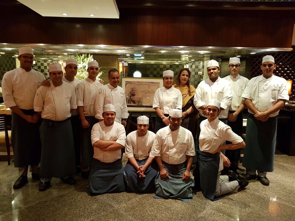 Executive chef Anirudhya Roy, master chef @amninder_masala and her team with Rajkumari Sarvesh Kaur at #MasalaBay. #RoyalKitchensOfPatiala