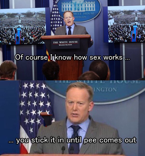 nathan__solo's tweet image. Sean Spicer explains how sex works. #SpicerFacts #SpicerMeltdown #Inauguration