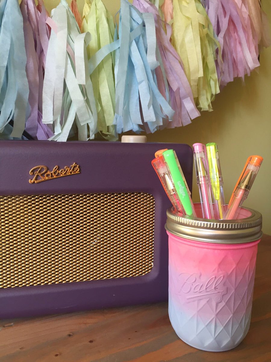 TildaLovesTeddy's tweet photo. Intergalactic Ombré Ball Mason Pen Pot/ Brush Holder/ Desk Decor (H=approx 10cm) £11.50 + £3.99 p&amp;p (signed) #tildalovesteddy #ballmason https://t.co/VUKjy42jf8