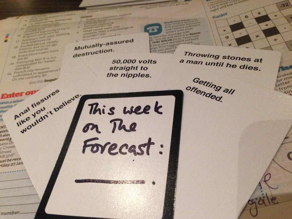 ClareSavory_'s tweet photo. Who should win? #CardsOfHumanity #YouDecide π
βThis week on @TheForecastMcrβ¦β https://t.co/nv9CM5Jbax
