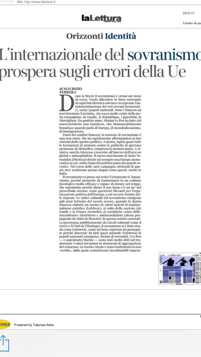 AlemannoTW's tweet photo. Un serio e onesto articolo del @Corriere su #Sovranismo e nostro #PoloSovranista. Partiamo da destra per dare #SovranitàNazionale all'Italia https://t.co/GSS5IFA59a