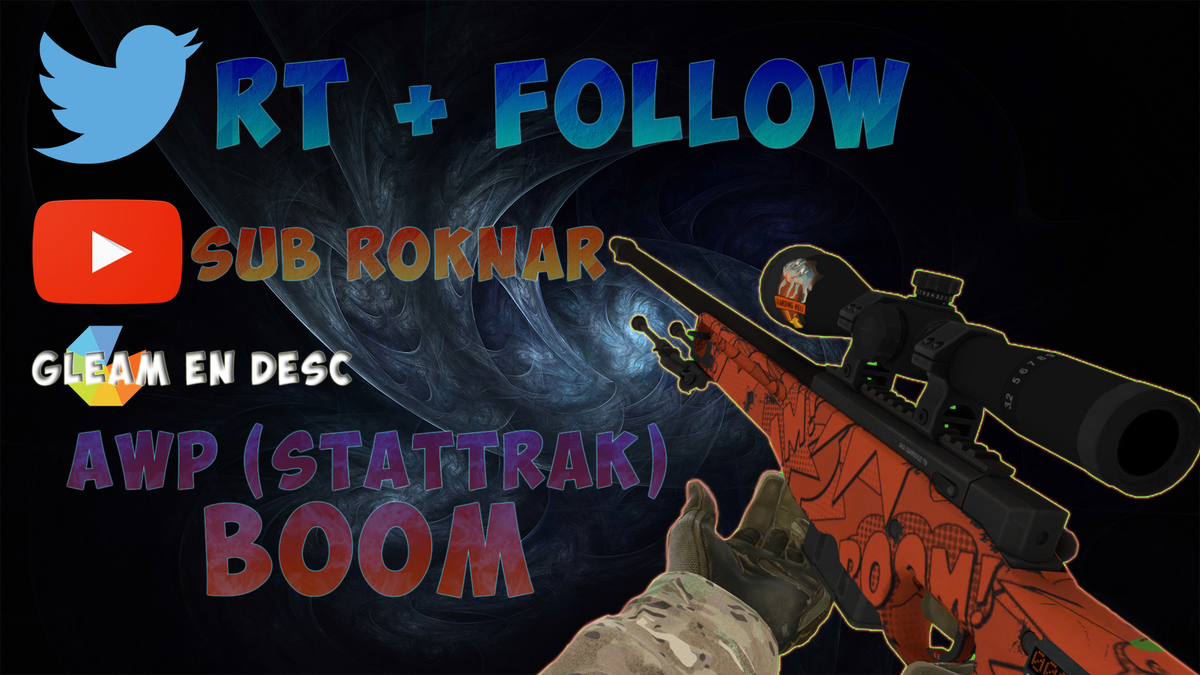 Roknarr's tweet image. GIVEAWAY 20K !!
AWP BOOM STATTRAK FT !
•RT+Follow @Roknarr
•Abonne toi : youtube.com/user/MsRoknar/…
Vidéo: youtube.com/watch?v=i8bzon…

•Gleam desc