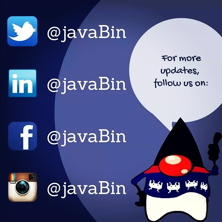 javaBin's tweet image. For more updates, follow us! 
#JavaZone #javaBin