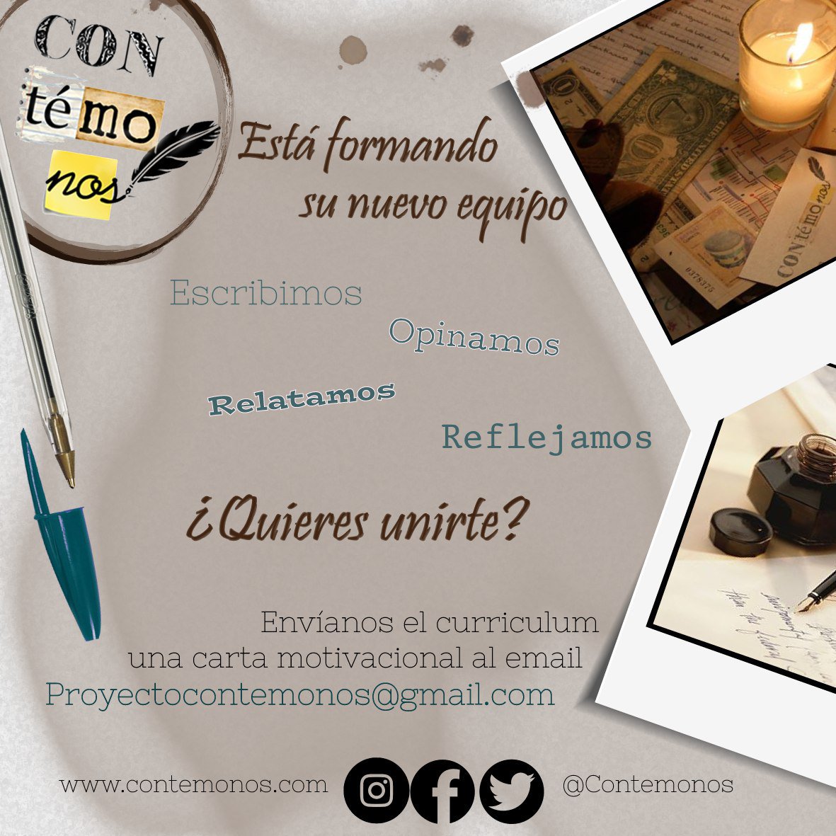 Contemonos's tweet photo. ¡Únete al nuevo equipo de Contémonos! https://t.co/TwNs0dOwnZ