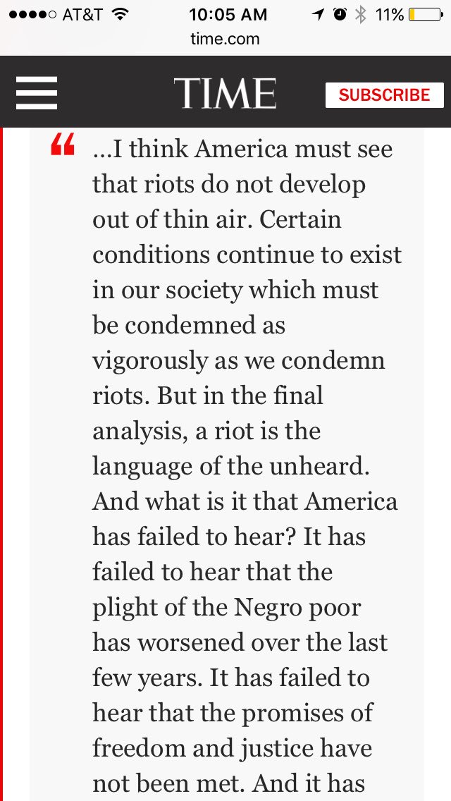 tuffntenderr's tweet photo. @Nick_Ruhle Lets ask ourselves ia rioting civil disobedience the deciding factor in invalidation of a movement?
MLK> https://t.co/unWMFCyAut https://t.co/tewTM4gmFp