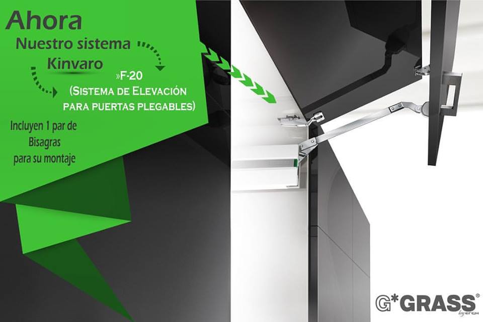 GrassVenezuela's tweet photo. Nuestro sistema de elevación #KINVARO F-20 para puertas plegables viene con 1 par de #bisagras para su montaje #Herrajes  #Cocinas https://t.co/9t1uaXuVvr
