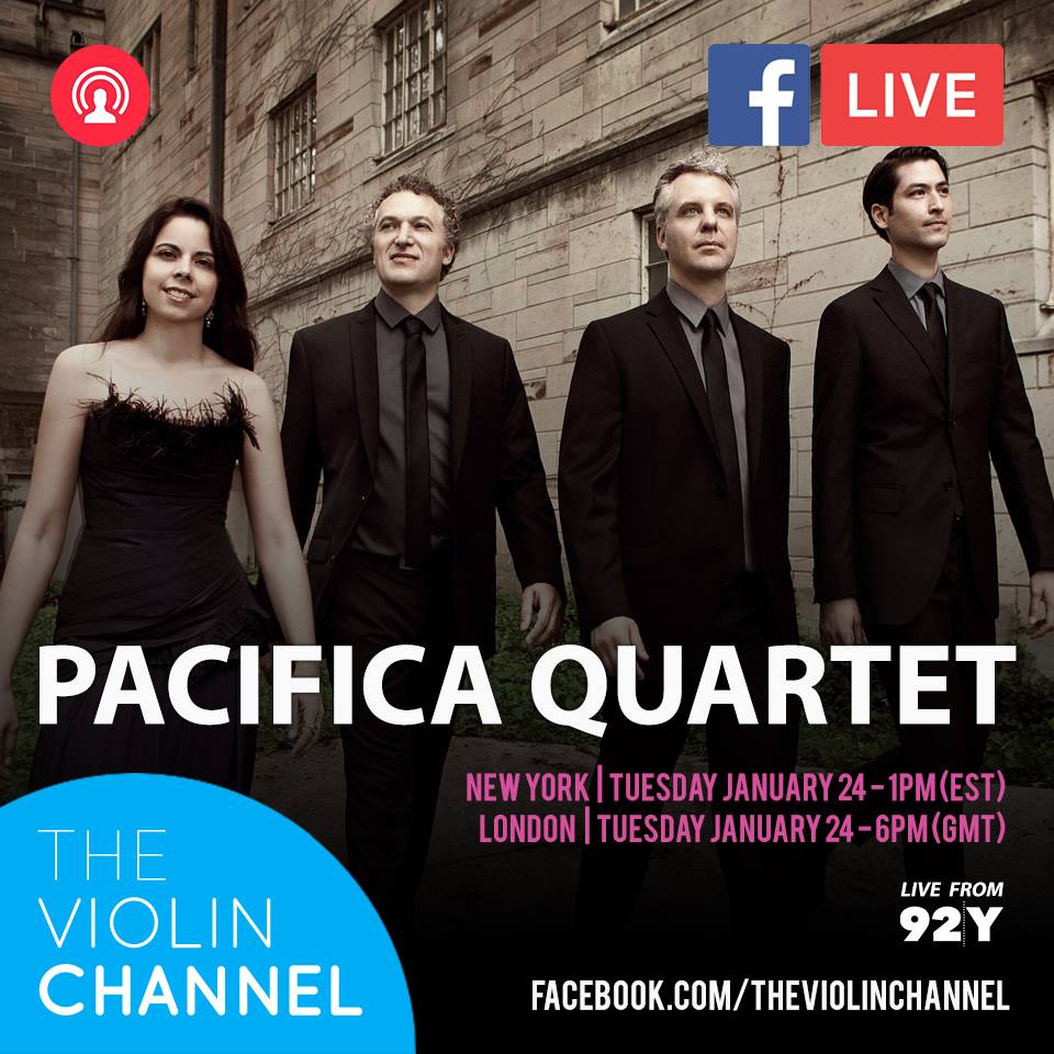 The Violin Channel (@violinchannel) on Twitter photo Join us Tuesday 12pm New York time for a Facebook Live Q&A with the <a href="/PacificaQuartet/">Pacifica Quartet</a> - live from the 92nd Street Y @92Y Join us Tuesday 12pm New York time for a Facebook Live Q&A with the <a href="/PacificaQuartet/">Pacifica Quartet</a> - live from the 92nd Street Y @92Y