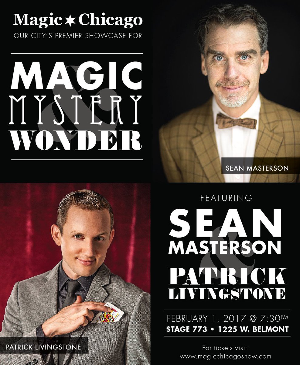 MagicianUnique's tweet photo. Ladies &amp; Gents, please join me at @MagicChicago773 on Wednesday Feb 1st as we kick off the 2017 season! Get tickets:https://t.co/vl52kedkAR https://t.co/R8sgkt3gFH