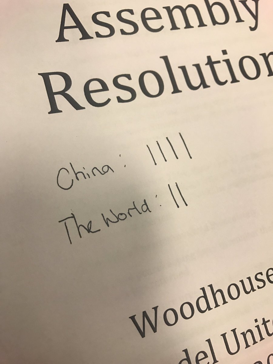 chinaMUN's tweet photo. So far in General Assembly... #winning #asperusual #whmun17 https://t.co/i26w28PrOF