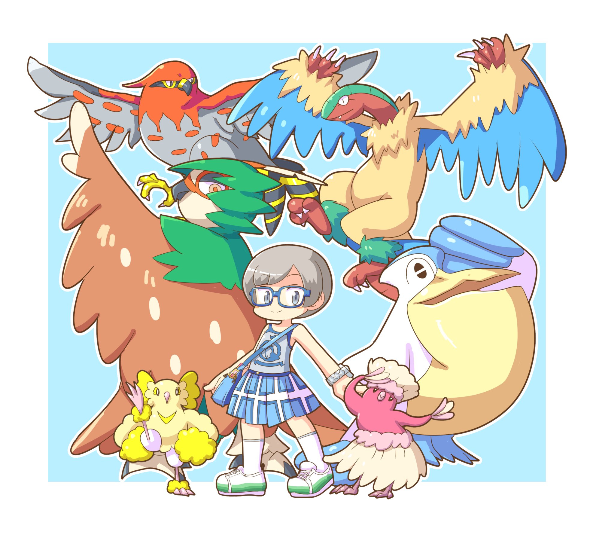脳廻 ポケモンサンムーン ストーリークリア記念に殿堂入りメンバー絵 今回最初にモクロー選んだので何となく鳥ポケモン縛りにしようと思ったらまさかの最終進化でくさ ゴーストに変化するという誤算 でも見た目鳥だしまあいいやって感じでそのままクリア