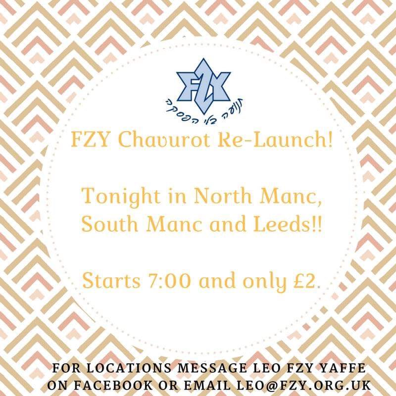 FZY's tweet photo. New year, new Chavurot. #FZY IS BACK!! If you are in years 9, 10 or 11 get in touch to join our weekly meetings restarting TONIGHT! https://t.co/m3IG0PpOqC