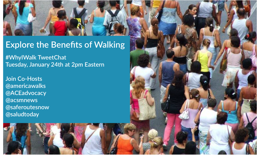 SaludAmerica's tweet photo. Walking is the BEST for so many reasons!
Join #WhyIWalk Tweetchat w @americawalks @ACEadvocacy @ACSMNews @saferoutes #DoitForLife https://t.co/0QYO5E8JBk
