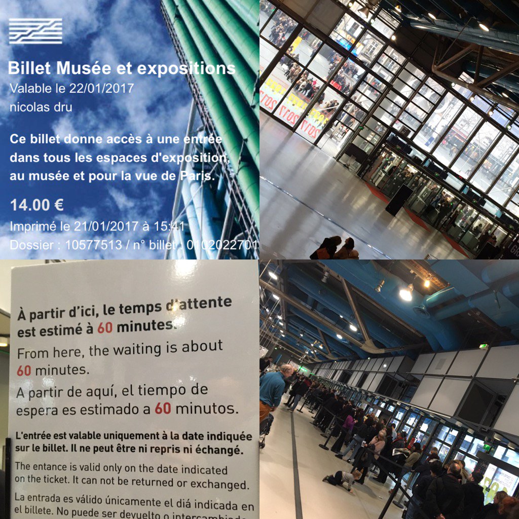 NicolasDru's tweet photo. Arrivé à 15h avec place attendre 1h30 dans le froid, rentré, encore 1h d'attente pour #Magritte @CentrePompidou #😡 https://t.co/cPHEYEhCwj