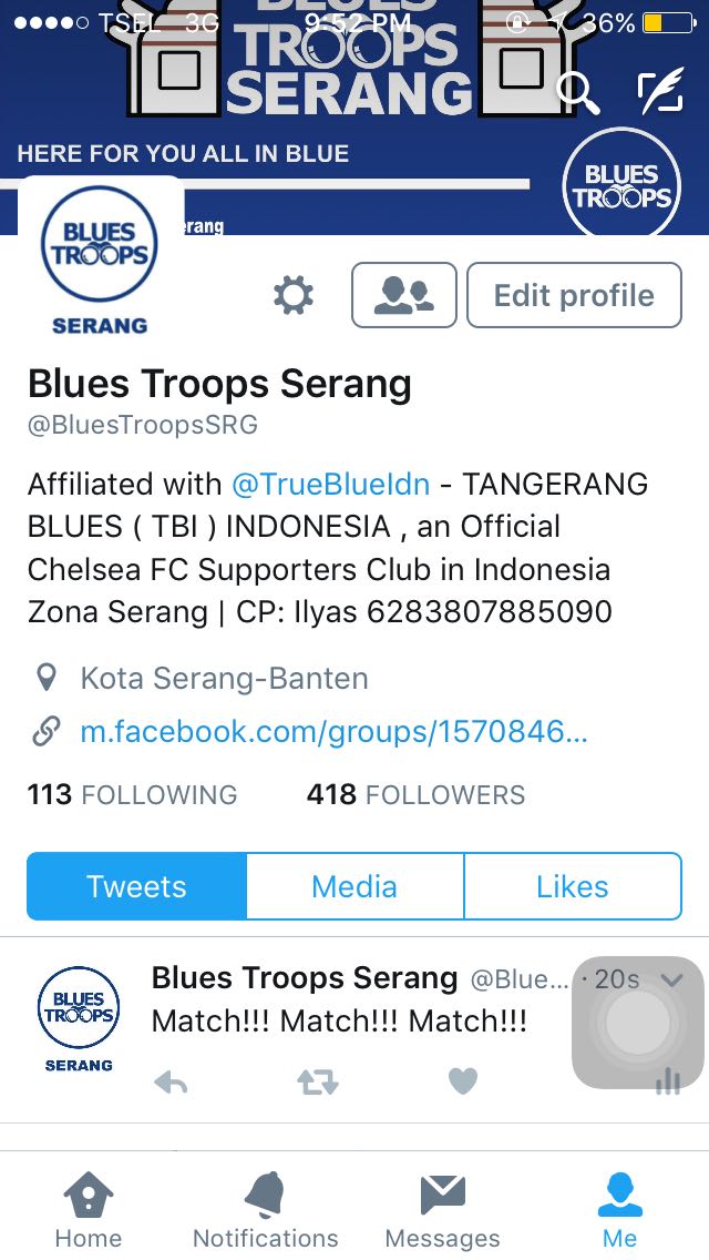 Btw selamat kepada <a href="/BluesTroopsSRG/">Blues Troops Serang</a> yang aktif kembali cc <a href="/TrueBlueIdn/">True Blue Indonesia</a> welcomeback 😙