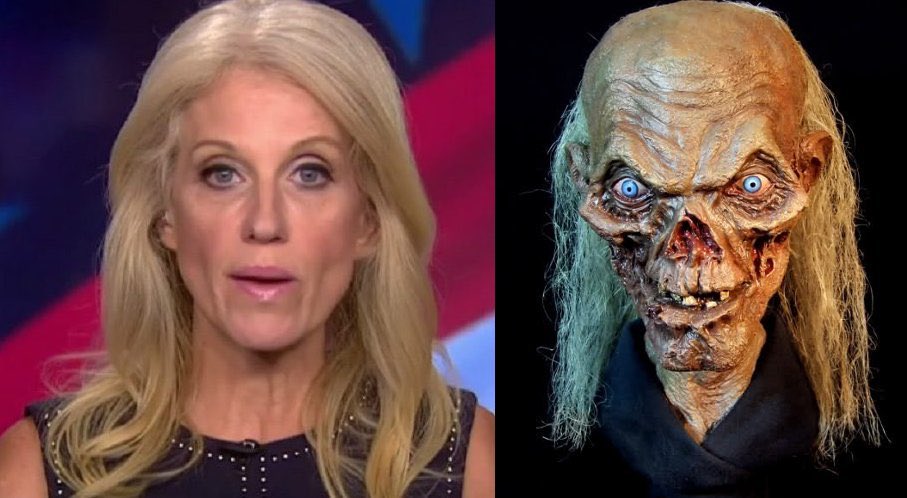FKA_The_Stoner's tweet photo. Probably asked before, but has anyone seen @KellyannePolls &amp; @HBO's The CryptKeeper in the same room at the same time. #Uncanny #HeIsSmarter https://t.co/3p12RJi1cx