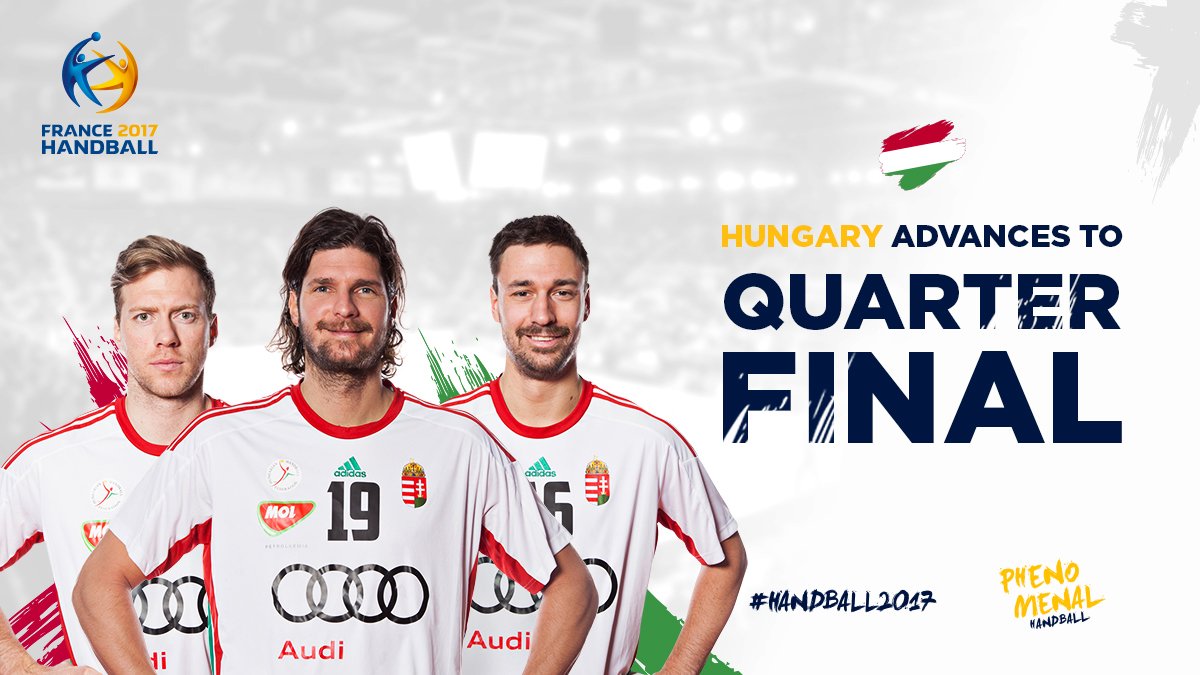 Phenomenal Hungary 🇭🇺
Qualified for the quarter final after a great win over Denmark!

#Handball2017 #PhenomenalHandball