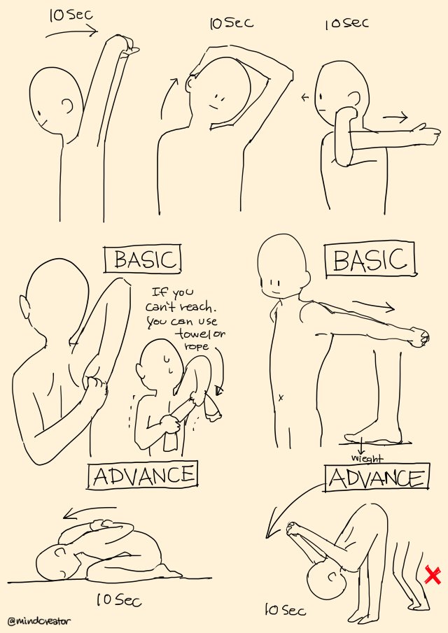 I've started doing yoga for 8 months. My backache is gone. So I recommend some easy poses for artists/everyone who gets backache