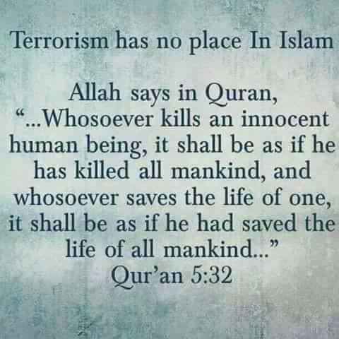 ConnectImam's tweet photo. Quran condemns terrorism. Terrorism has no religion. Islam is a religion of peace and Muslims are peaceful people. - #Muslims #Islam #Peace https://t.co/FK7yCYa0fJ