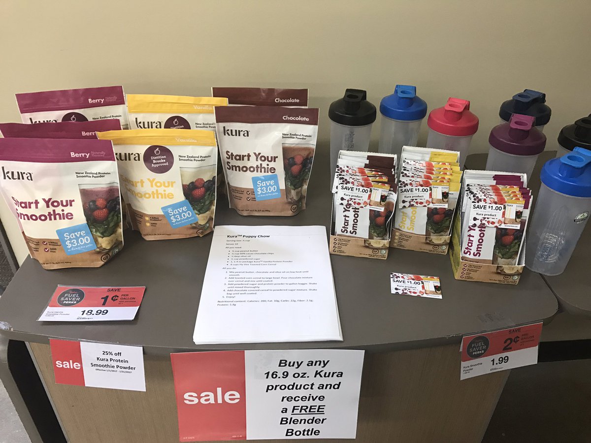 HyVeeDietitian's tweet photo. Today only, get a free blender bottle with purchase of 16.9oz bag Kura powder! Sample some Kura puppy chow while you're here! #bekurative https://t.co/2asto6F4EY