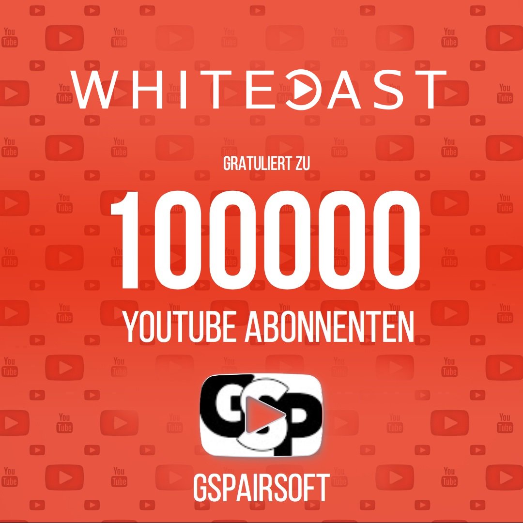 Herzlichen Glückwunsch <a href="/GSPAirsoft/">GSP Airsoft</a>! Wir gratulieren Ivan und seinem Team für die 100.000 erreichten Abonnenten! #Milestone #WhiteCast
