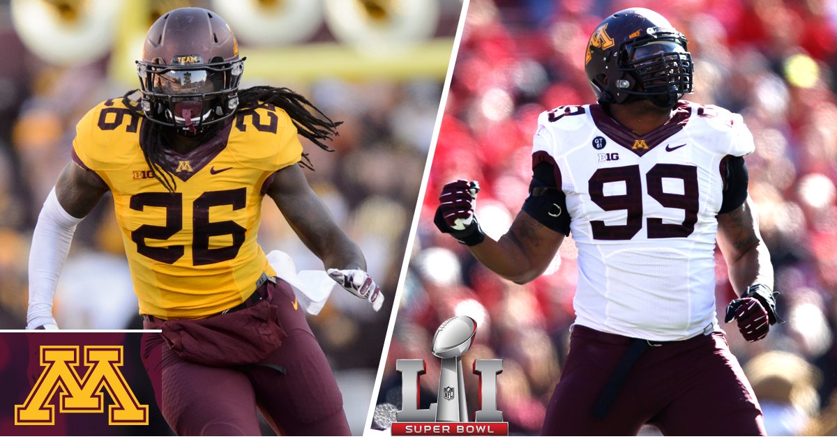 GopherFootball's tweet photo. Former #Gophers @Came_Along_Way and @Rashedehageman are Super Bowl bound! #SkiUMah! https://t.co/LmN6T9C1nW https://t.co/gKIrRHj3zn