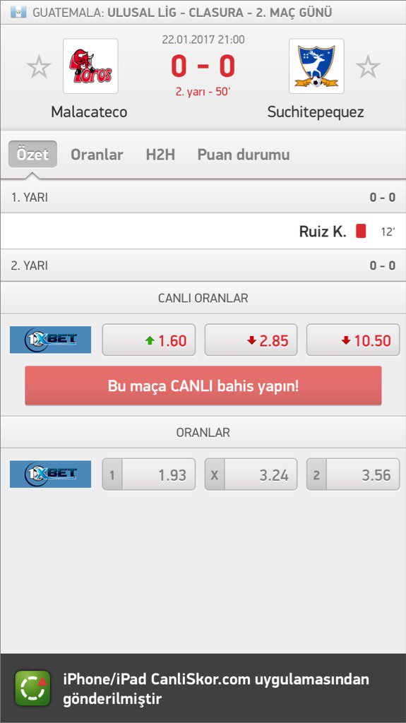 iddaa83's tweet image. Malacateco - Suchitepequez 0:0  

Rolling 1
Ms 1
100▶️160