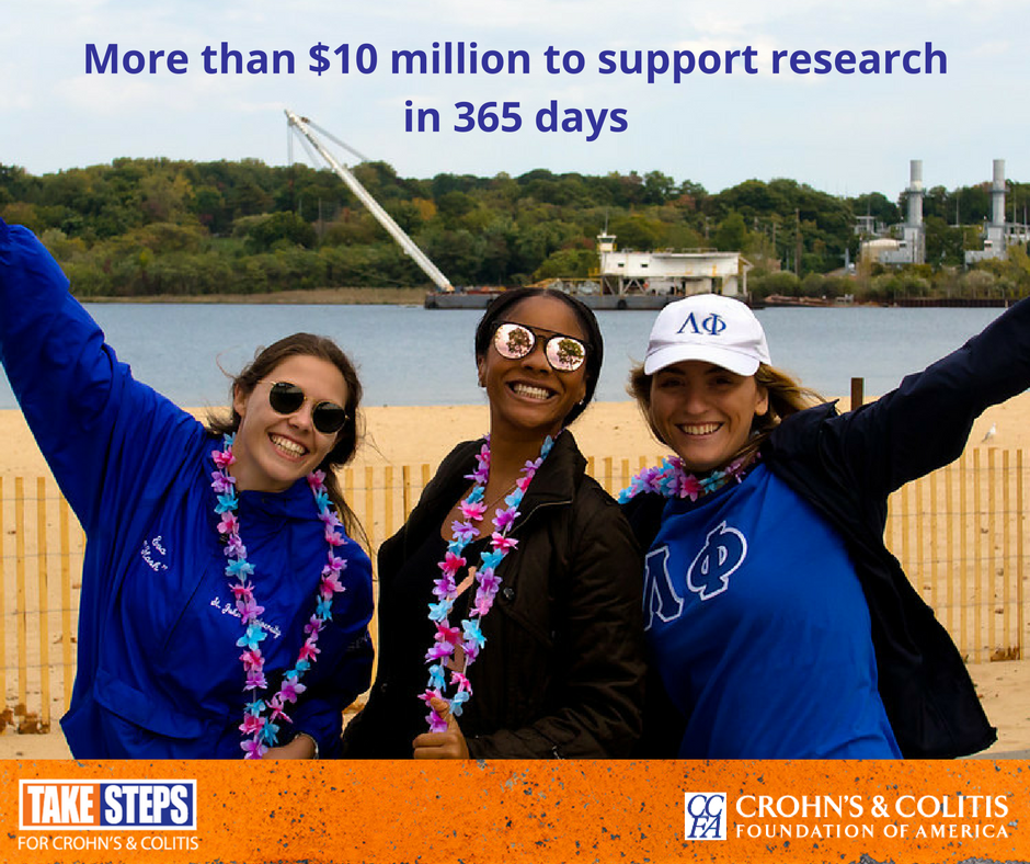 CrohnsColitisFn's tweet photo. #CCTakeSteps raised more than $10 million in 2016! At least 80 cents of every dollar directly supports research &amp; mission critical programs. https://t.co/X6SMZycBrv