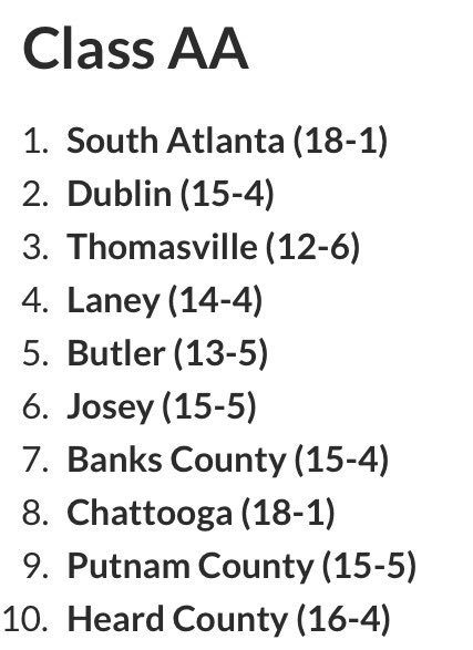 KyleSandy355's tweet image. Class AA Week 10 #GHSA Boys Basketball Rankings

Analysis: sandysspiel.com/week-10-boys-r…

@PaulRGarland