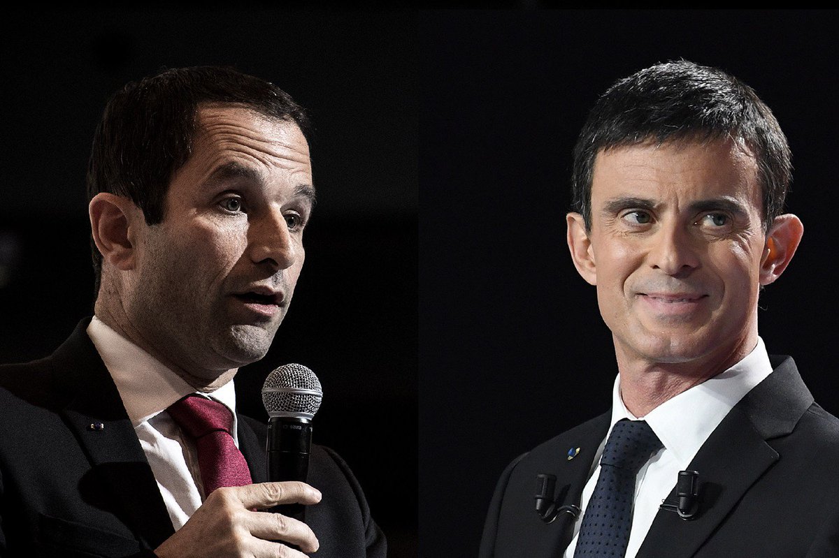 RTLFrance's tweet photo. #PrimaireGauche Benoît Hamon et Manuel Valls arrivent largement en tête du 1er tour  > https://t.co/hdS1JCwIco https://t.co/H4WHBa8agM