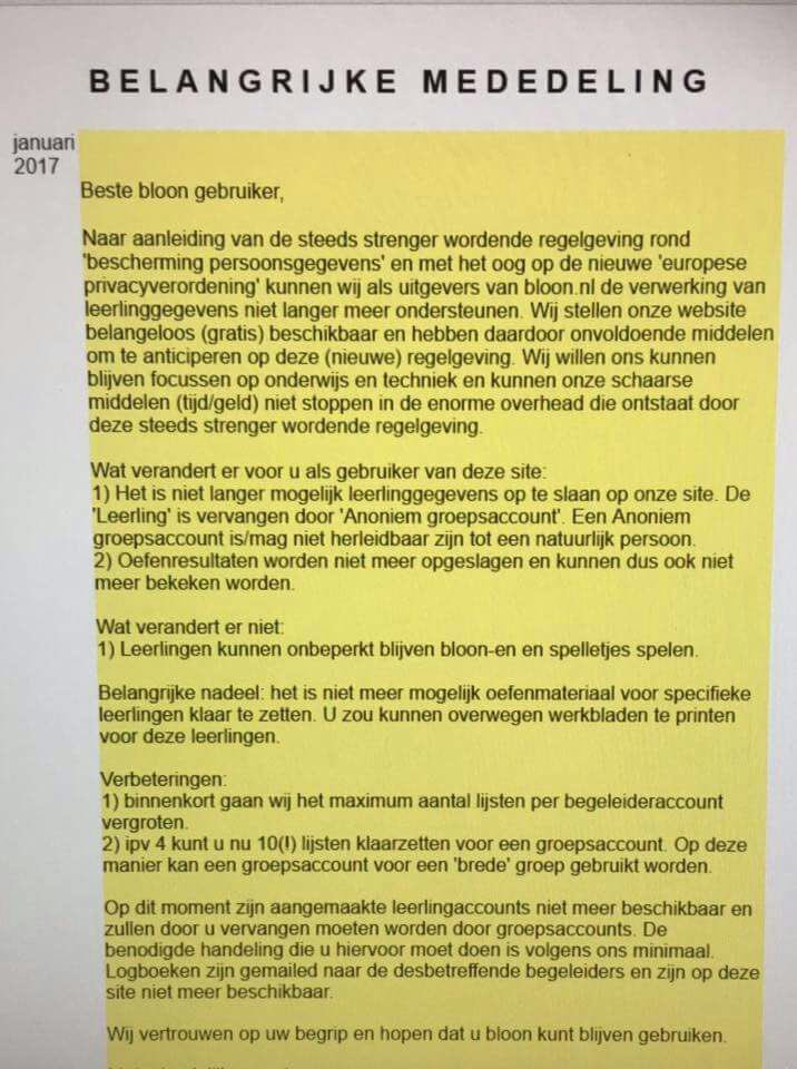 Wat is dit! Bloon alleen als anoniem groepsaccount! Geen oefenmateriaal voor leerling klaarzetten? Waardeloos! Geen andere oplossing? #bloon