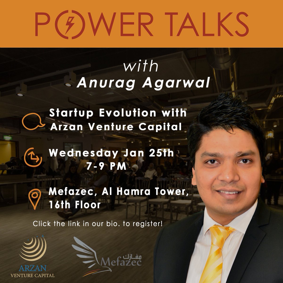 ArzanVC's tweet photo. Calling out to #founders in #Kuwait to come and join @anurag_vc in an interactive session on a #startups' journey at @mefazec #MENA #startup https://t.co/PksjYn2Gj6