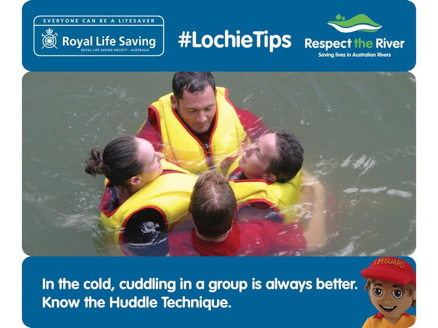RLSACT's tweet photo. Stay warm with a cuddle. Do the HUDDLE! #LochieTips #RespectTheRiver https://t.co/jQzBLmTOxi