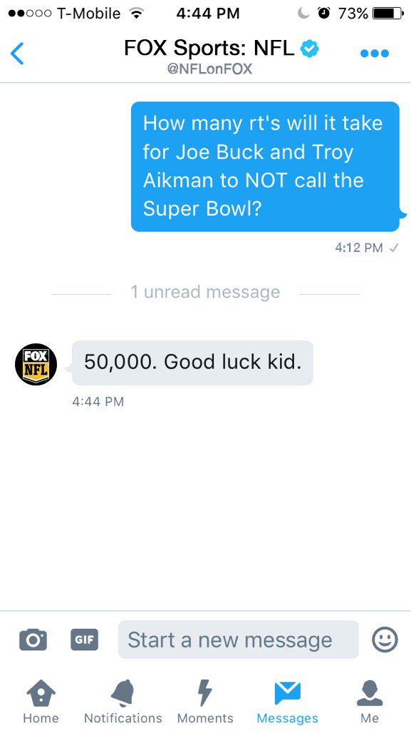Don't let these clowns broadcast the Super Bowl! Need 50,000k rt's! #Buck #Aikman #SuperBowlLI