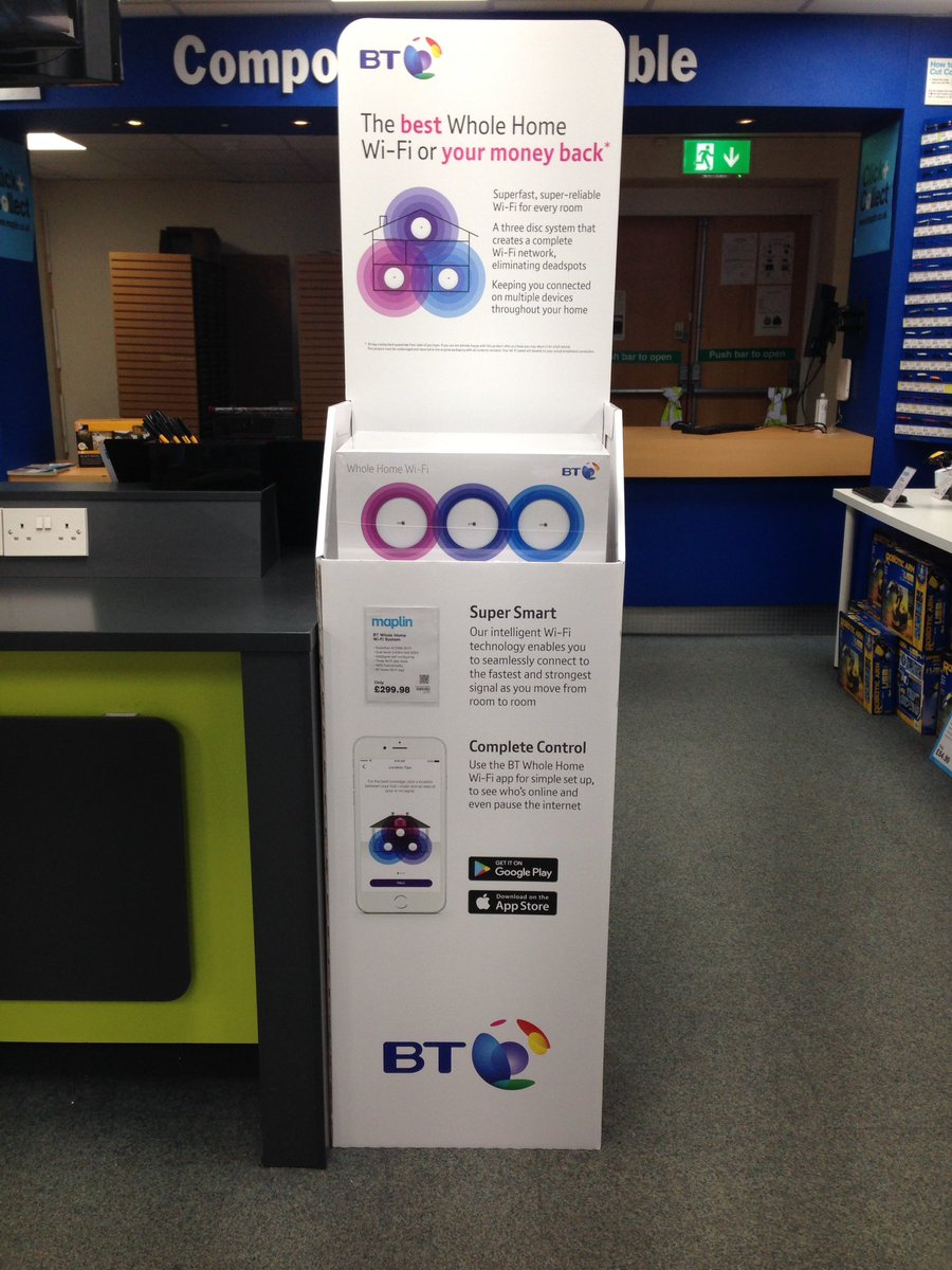 Maplin_EDB's tweet photo. Our new whole home wifi systems ☺ Offered by both Netgear and BT... time to choose a favourite I think 🤔💁🏻 https://t.co/LOi0OKxVmX