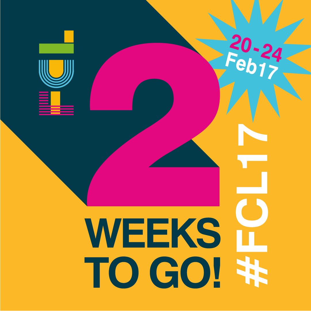 UoE_FCL's tweet photo. 2 weeks until the festival! 1000+ tickets booked! Watch out for our promo stands around campus in the lead-up https://t.co/m9bkKASEoa #FCL17 https://t.co/NlBDJltngr