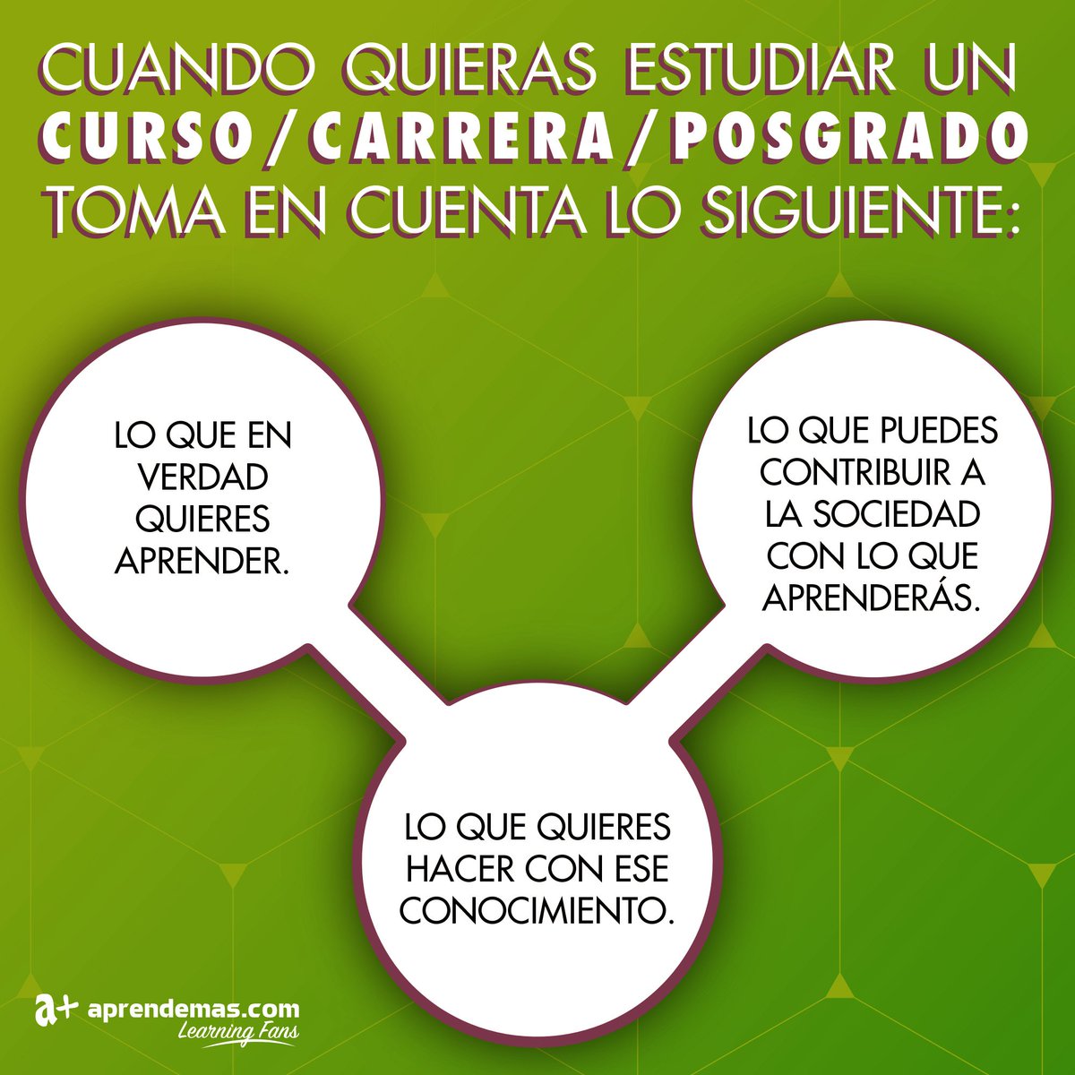 becasMEX's tweet photo. ELIGE tu #posgrado correctamente, sigue tu #pasión. Van unos consejos de lunes. :)
#Estudia #Viaja #Becas #BecasMex https://t.co/UW3m3nqprZ