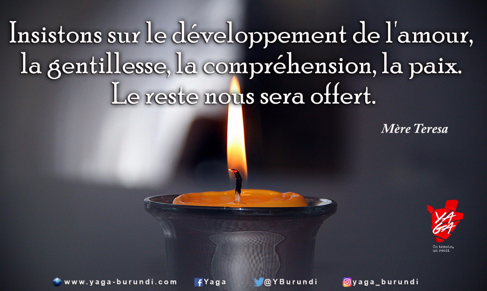 تويتر Yaga Burundi على تويتر Insistons Sur Le Developpement De L Amour La Gentillesse La Comprehension La Paix Le Reste Nous Sera Offert Mere Teresa Feteunite T Co Uet1ncatcb